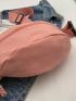 Zip Front Fanny Pack Polyester Pink