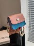 Mini Square Bag Color Block Heart Decor Flap PU