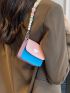 Mini Square Bag Color Block Heart Decor Flap PU