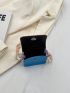 Mini Square Bag Color Block Heart Decor Flap PU