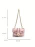 Mini Square Bag With Small Pouch Studded Decor Flap