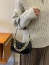 Mini Hobo Bag Crocodile Embossed Chain Decor PU