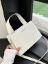 PU Square Bag Letter Graphic Top Handle White