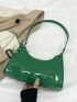 Embossed Detail Baguette Bag PU Green