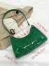 Embossed Detail Baguette Bag PU Green