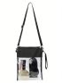 Clear Crossbody Messenger Shoulder Bag Stadium Approved, Transparent Purse With Adjustable Strap Suitable for Work, Travel, Workout, Concert or Sporting Events