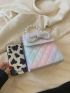 Mini Square Bag Quilted Ombre Faux Pearl & Bow Decor PU Flap