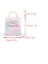 Mini Square Bag Quilted Ombre Faux Pearl & Bow Decor PU Flap