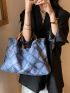 Plaid Pattern Top Handle Bag Large Capacity