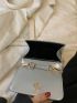 Mini Square Bag Faux Pearl & Bow Decor Quilted Metallic PU Funky