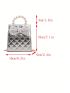 Mini Square Bag Faux Pearl & Bow Decor Quilted Metallic PU Funky