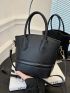 Litchi Embossed Bucket Bag PU Black