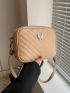 Mini Square Bag Chevron Butterfly Decor PU