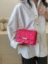 Quilted Square Bag Flap PU Neon Pink