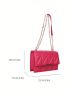 Quilted Square Bag Flap PU Neon Pink