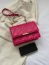 Quilted Square Bag Flap PU Neon Pink