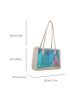 PVC Square Bag Holographic Contrast Binding, Clear Bag