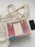 PVC Square Bag Holographic Contrast Binding, Clear Bag