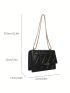 Quilted Square Bag Flap PU Black