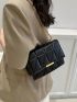 Quilted Square Bag Flap PU Black