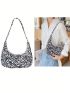 Butterfly Print Baguette Bag Fashion With Zipper