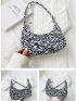 Butterfly Print Baguette Bag Fashion With Zipper