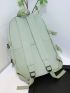 Letter Embroidered Pocket Front Fashion Backpack Green