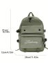 Letter Embroidered Pocket Front Fashion Backpack Green