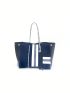 Striped Print Shoulder Tote Bag Fashion With Coin Purse