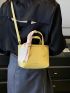 Mini Textured Square Bag Double Handle Fashion Yellow