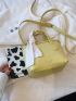 Mini Textured Square Bag Double Handle Fashion Yellow