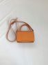 Mini Rhinestone Decor Flap Square Bag Top Handle Neon Orange