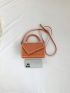 Mini Rhinestone Decor Flap Square Bag Top Handle Neon Orange