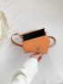 Mini Rhinestone Decor Flap Square Bag Top Handle Neon Orange