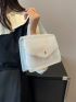 Funky PVC Flap Square Bag Top Handle White, Clear Bag