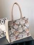 Cartoon Cat Pattern Straw Bag Double Handle