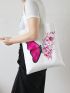 Floral & Butterfly Print Shopper Bag