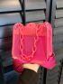 Minimalist Square Bag Mini Chain Decor Neon Pink Funky, Clear Bag