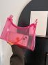 Small Baguette Bag Clear Design Neon Pink Funky Style