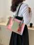 Funky Style Shoulder Bag Double Handle Colorblock, Clear Bag