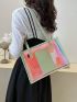 Funky Style Shoulder Bag Double Handle Colorblock, Clear Bag