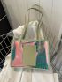 Funky Style Shoulder Bag Double Handle Colorblock, Clear Bag