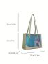 Funky Style Shoulder Bag Double Handle Colorblock, Clear Bag