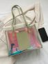 Funky Style Shoulder Bag Double Handle Colorblock, Clear Bag