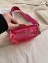 Minimalist Square Bag Mini Chain Decor Neon Pink Funky, Clear Bag