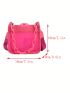 Minimalist Square Bag Mini Chain Decor Neon Pink Funky, Clear Bag