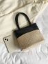 Small Two Tone Straw Bag Double Handle