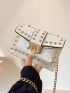 Mini Square Bag Studded Decor Chain Strap With Inner Pouch