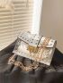 Mini Square Bag Studded Decor Chain Strap With Inner Pouch