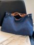 Medium Tote Bag Double Handle Solid Color Denim Denim Bag